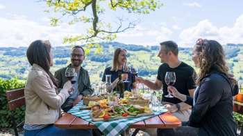 Wine tasting at the Steinig table in Thal followed by a Brettl snack